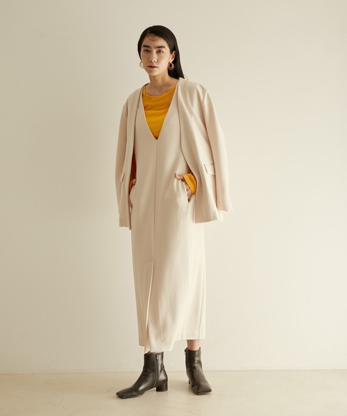 SALON adam et rope'（サロン アダム エ ロペ）の「【セットアップ対応・サステナブル】ECO BLUEダンボールノーカラージャケット（ノーカラージャケット・レディース・ブラック/オフホワイト・FREE）」の22枚目の写真