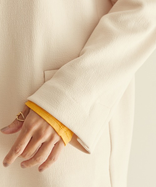 SALON adam et rope'（サロン アダム エ ロペ）の「【セットアップ対応・サステナブル】ECO BLUEダンボールノーカラージャケット（ノーカラージャケット・レディース・ブラック/オフホワイト・FREE）」の10枚目の写真