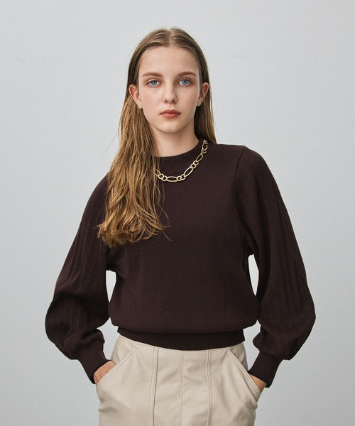 PUBLIC TOKYO（パブリックトウキョウ）の「3シーズンプリーツボリュームスリーブニット/ウォッシャブル（ニット/セーター・レディース・アイボリー/マスタード/バーガンディー・FREE）」の20枚目の写真