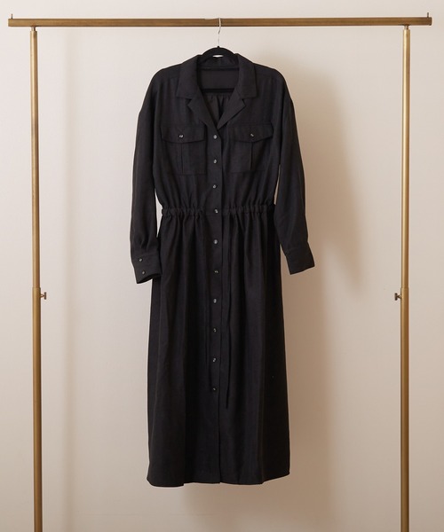 PAPAVER（パパヴェル）の「【papaver】ライスコール開襟OP（ワンピース・レディース・ブラック/ダークグリーン/モカ/ベージュ・MEDIUM）」の9枚目の写真