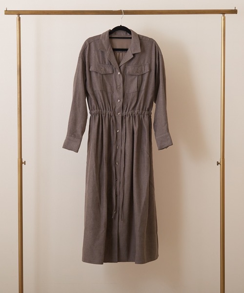 PAPAVER（パパヴェル）の「【papaver】ライスコール開襟OP（ワンピース・レディース・ブラック/ダークグリーン/モカ/ベージュ・MEDIUM）」の11枚目の写真