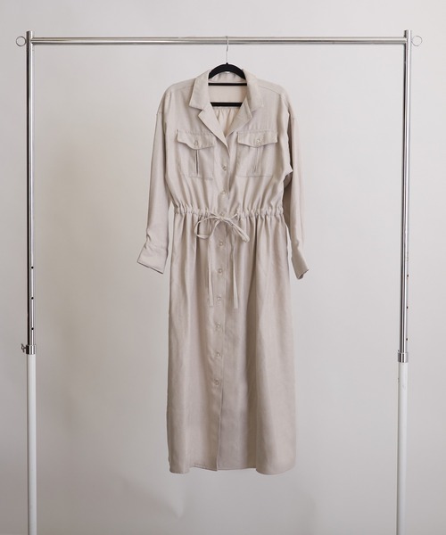 PAPAVER（パパヴェル）の「【papaver】ライスコール開襟OP（ワンピース・レディース・ブラック/ダークグリーン/モカ/ベージュ・MEDIUM）」の18枚目の写真