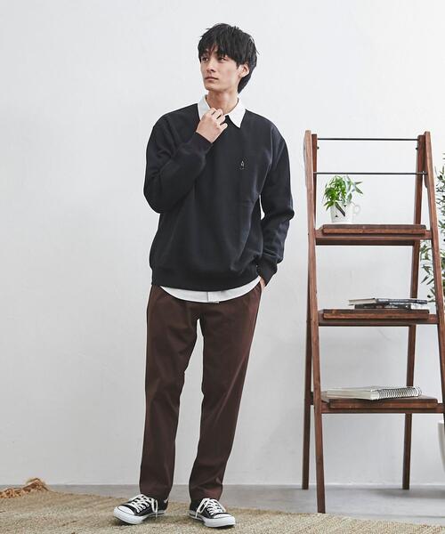 coen(コーエン)の「【WEB限定】ワンポイント刺繍アメトラ裏起毛クルーネックスウェット(スウェット・メンズ・ホワイト/ダークグリーン/ブラック/ベージュ・S/L/M/XL)」の7枚目の写真