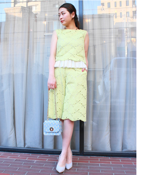 CORTES WORKS（コルテスワークス）の「ツボミレースガウチョPT（その他パンツ・レディース・ホワイト/イエロー/ブラック・38/36）」の8枚目の写真