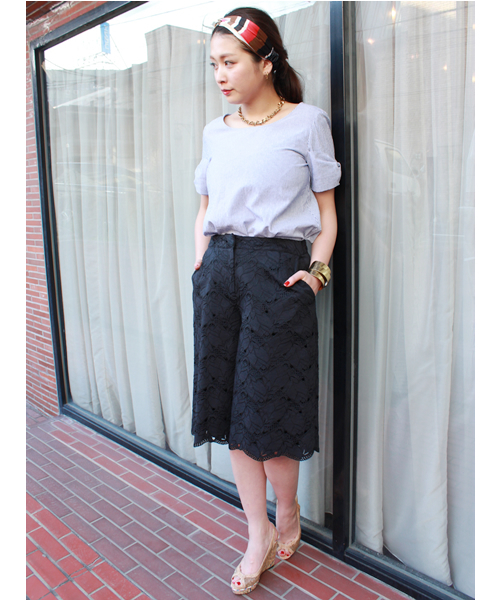 CORTES WORKS（コルテスワークス）の「ツボミレースガウチョPT（その他パンツ・レディース・ホワイト/イエロー/ブラック・38/36）」の5枚目の写真