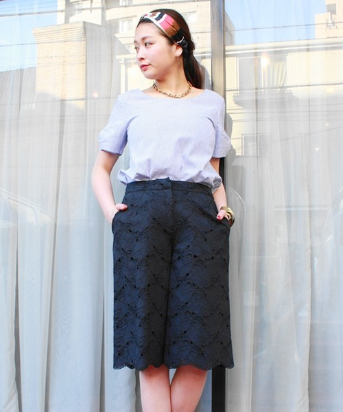 CORTES WORKS（コルテスワークス）の「ツボミレースガウチョPT（その他パンツ・レディース・ホワイト/イエロー/ブラック・38/36）」の4枚目の写真