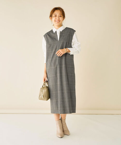 NOLLEY’S(ノーリーズ)の「ピーチジャンパーワンピース(ワンピース・レディース・ブラウン系その他/オフホワイト/グレー系その他/ブラック・38)」の17枚目の写真