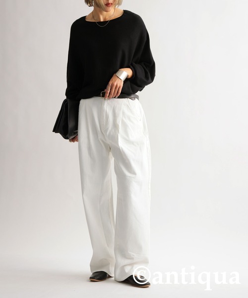 antiqua(アンティカ)の「綿100%ツイル生地ワイドタックパンツ(その他パンツ・レディース・ブラック/ホワイト/オレンジ/グリーン/ブルー・L/M)」の21枚目の写真
