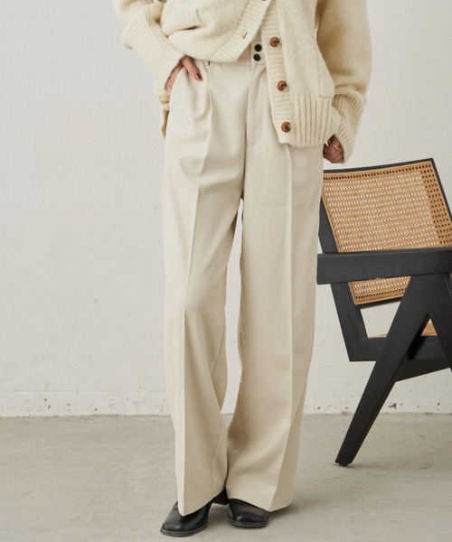 CLEARIMPRESSION （クリアインプレッション）の「ハイウエストコーデュロイワイドパンツ（その他パンツ・レディース・グリーン/ブラック/アイボリー・M/S）」の2枚目の写真