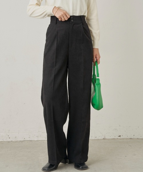 CLEARIMPRESSION （クリアインプレッション）の「ハイウエストコーデュロイワイドパンツ（その他パンツ・レディース・グリーン/ブラック/アイボリー・M/S）」の3枚目の写真