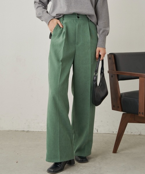 CLEARIMPRESSION （クリアインプレッション）の「ハイウエストコーデュロイワイドパンツ（その他パンツ・レディース・グリーン/ブラック/アイボリー・M/S）」の14枚目の写真