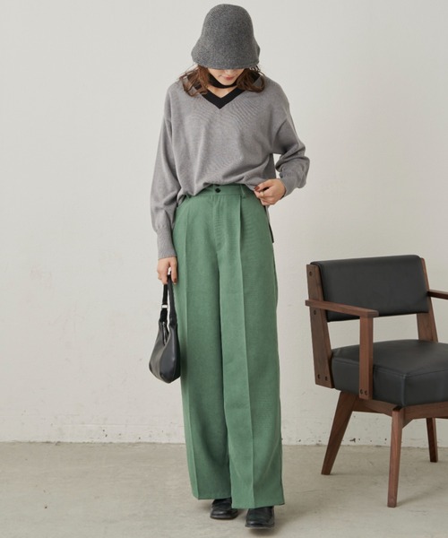 CLEARIMPRESSION （クリアインプレッション）の「ハイウエストコーデュロイワイドパンツ（その他パンツ・レディース・グリーン/ブラック/アイボリー・M/S）」の6枚目の写真