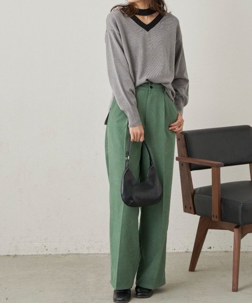 CLEARIMPRESSION （クリアインプレッション）の「ハイウエストコーデュロイワイドパンツ（その他パンツ・レディース・グリーン/ブラック/アイボリー・M/S）」の19枚目の写真