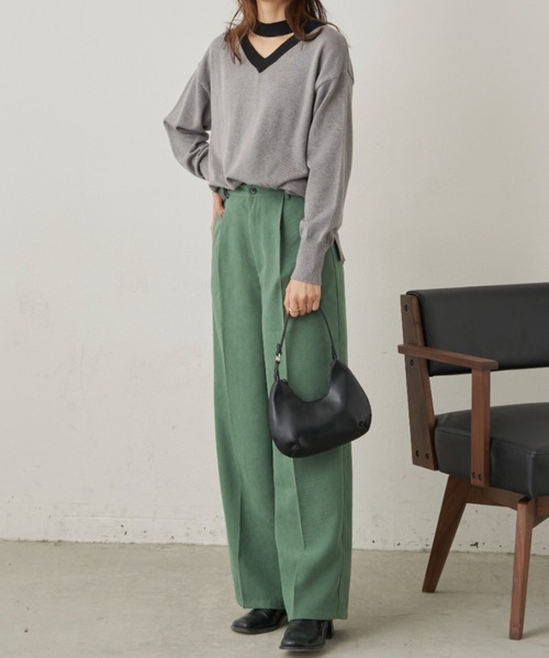 CLEARIMPRESSION （クリアインプレッション）の「ハイウエストコーデュロイワイドパンツ（その他パンツ・レディース・グリーン/ブラック/アイボリー・M/S）」の10枚目の写真