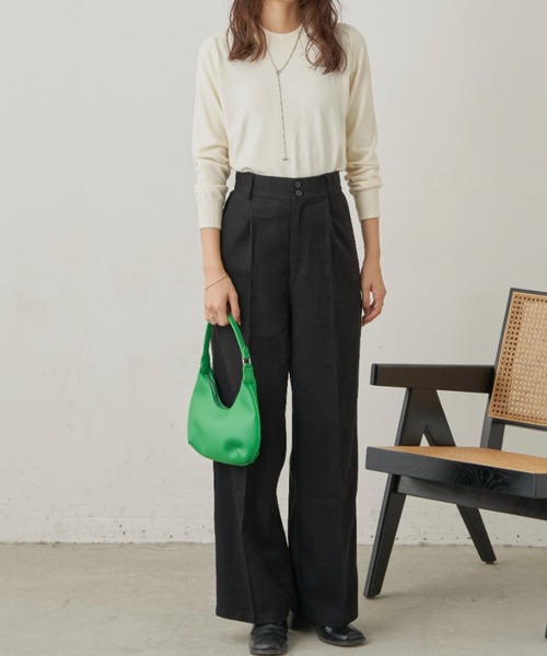 CLEARIMPRESSION （クリアインプレッション）の「ハイウエストコーデュロイワイドパンツ（その他パンツ・レディース・グリーン/ブラック/アイボリー・M/S）」の9枚目の写真
