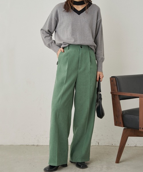 CLEARIMPRESSION （クリアインプレッション）の「ハイウエストコーデュロイワイドパンツ（その他パンツ・レディース・グリーン/ブラック/アイボリー・M/S）」の22枚目の写真