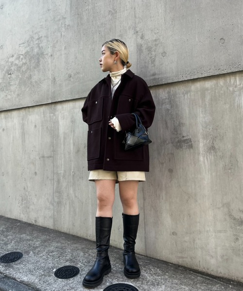 CIAOPANIC(チャオパニック)の「【RAXA/ラシャ】4ポケットハードメルトンジャケット(ピーコート・レディース・ブルー/ブラウン/ベージュ・SMALL/MEDIUM/LARGE)」の5枚目の写真