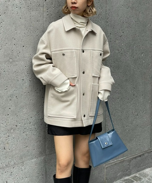 CIAOPANIC(チャオパニック)の「【RAXA/ラシャ】4ポケットハードメルトンジャケット(ピーコート・レディース・ブルー/ブラウン/ベージュ・SMALL/MEDIUM/LARGE)」の10枚目の写真