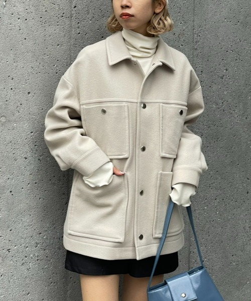 CIAOPANIC(チャオパニック)の「【RAXA/ラシャ】4ポケットハードメルトンジャケット(ピーコート・レディース・ブルー/ブラウン/ベージュ・SMALL/MEDIUM/LARGE)」の7枚目の写真