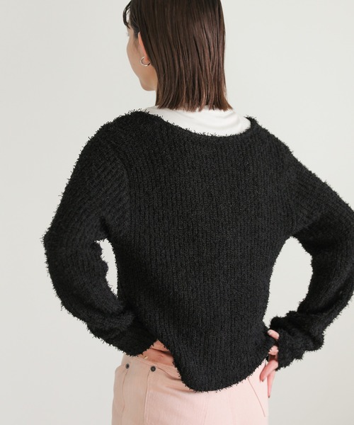 select MOCA（セレクトモカ）の「カールヤーンニットショートカーディガン（カーディガン/ボレロ・レディース・グリーン/オフホワイト/ブラック・FREE）」の22枚目の写真