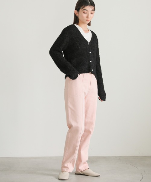 select MOCA（セレクトモカ）の「カールヤーンニットショートカーディガン（カーディガン/ボレロ・レディース・グリーン/オフホワイト/ブラック・FREE）」の6枚目の写真
