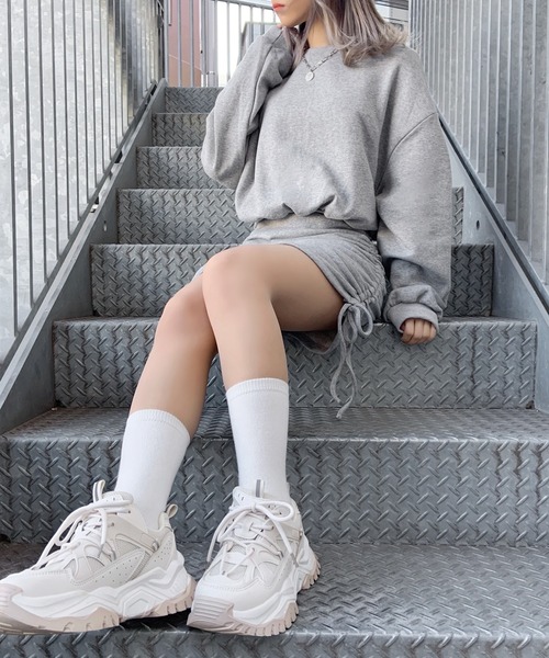 Figments（フィグメンツ）の「サイドドロストスウェットワンピース（ワンピース・レディース・ブラック/グレー・FREE）」の4枚目の写真