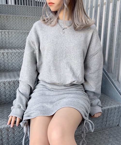 Figments（フィグメンツ）の「サイドドロストスウェットワンピース（ワンピース・レディース・ブラック/グレー・FREE）」の5枚目の写真