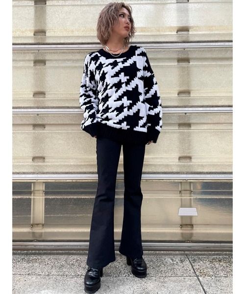 EGOIST(エゴイスト)の「変形千鳥ニットトップス(ニット/セーター・レディース・ベージュ/ブラック・FREE)」の5枚目の写真