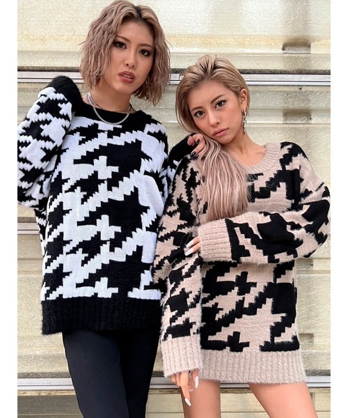 EGOIST(エゴイスト)の「変形千鳥ニットトップス(ニット/セーター・レディース・ベージュ/ブラック・FREE)」の11枚目の写真