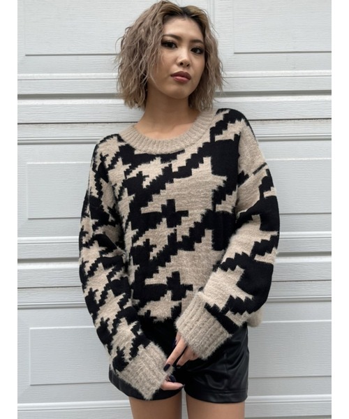 EGOIST(エゴイスト)の「変形千鳥ニットトップス(ニット/セーター・レディース・ベージュ/ブラック・FREE)」の7枚目の写真