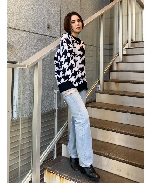 EGOIST(エゴイスト)の「変形千鳥ニットトップス(ニット/セーター・レディース・ベージュ/ブラック・FREE)」の20枚目の写真