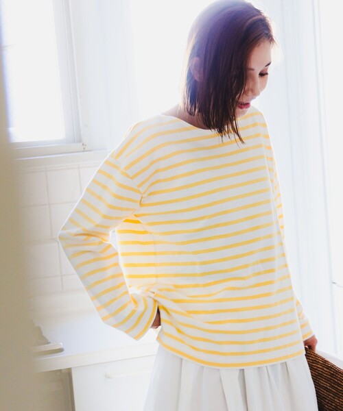 B:MING by BEAMS（ビーミングバイビームス）の「B:MING by BEAMS / ボーダー ロングスリーブ Tシャツ（Tシャツ/カットソー・レディース・オレンジ/グリーン/ピンク/ブラック/パープル系その他4/イエロー/ネイビー・FREE）」の5枚目の写真