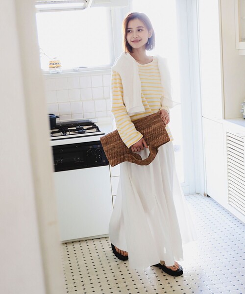 B:MING by BEAMS（ビーミングバイビームス）の「B:MING by BEAMS / ボーダー ロングスリーブ Tシャツ（Tシャツ/カットソー・レディース・オレンジ/グリーン/ピンク/ブラック/パープル系その他4/イエロー/ネイビー・FREE）」の9枚目の写真