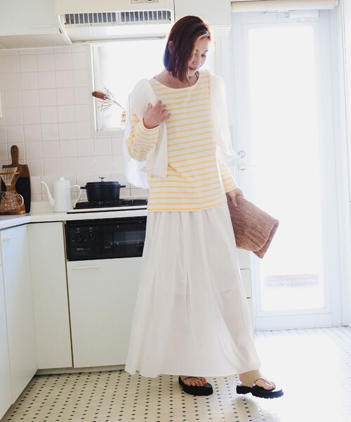 B:MING by BEAMS（ビーミングバイビームス）の「B:MING by BEAMS / ボーダー ロングスリーブ Tシャツ（Tシャツ/カットソー・レディース・オレンジ/グリーン/ピンク/ブラック/パープル系その他4/イエロー/ネイビー・FREE）」の10枚目の写真