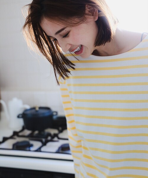 B:MING by BEAMS（ビーミングバイビームス）の「B:MING by BEAMS / ボーダー ロングスリーブ Tシャツ（Tシャツ/カットソー・レディース・オレンジ/グリーン/ピンク/ブラック/パープル系その他4/イエロー/ネイビー・FREE）」の16枚目の写真