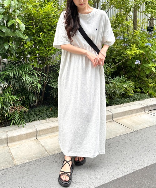 POLOCHAMPS(ポロチャンプス)の「【POLOCHAMPS/ポロチャンプス】別注 ワンポイント刺繍 半袖ロング丈 マタニティ Tワンピース(ワンピース・レディース・ブラック/ライトグレー/ベージュ・FREE)」の14枚目の写真