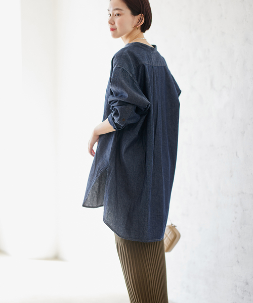 ARMY TWILL（アーミーツイル）の「別注【ARMY TWILL/アーミーツイル】Light Denim Sleeping Shirt：シャツ（シャツ/ブラウス・レディース・ネイビー/ブルー・FREE）」の2枚目の写真