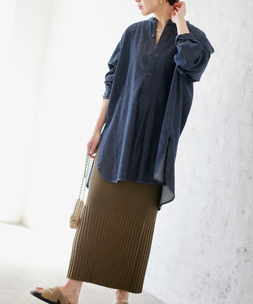 ARMY TWILL（アーミーツイル）の「別注【ARMY TWILL/アーミーツイル】Light Denim Sleeping Shirt：シャツ（シャツ/ブラウス・レディース・ネイビー/ブルー・FREE）」の3枚目の写真