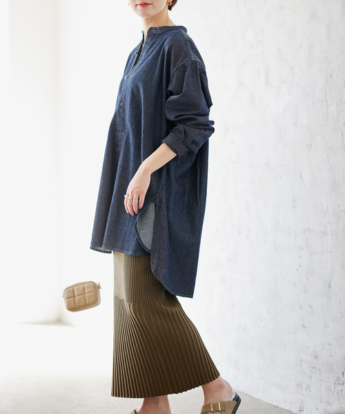 ARMY TWILL（アーミーツイル）の「別注【ARMY TWILL/アーミーツイル】Light Denim Sleeping Shirt：シャツ（シャツ/ブラウス・レディース・ネイビー/ブルー・FREE）」の5枚目の写真