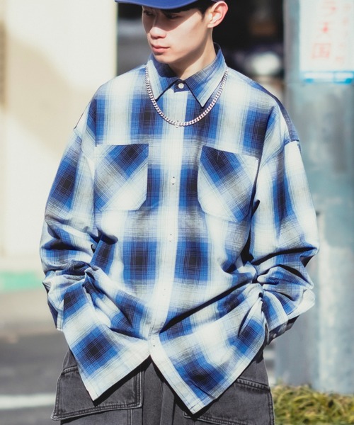 improves（インプローブス）の「サステナブル オンブレ チェック 長袖シャツ（シャツ/ブラウス・メンズ・ホワイト/ブルー/ブラウン/チャコール・MEDIUM/LARGE）」の4枚目の写真