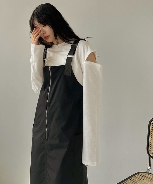 hellam（へラム）の「ミリタリージャンパースカート（ジャンパースカート・レディース・ブラック/カーキ/ホワイト/チャコールグレー・FREE）」の5枚目の写真