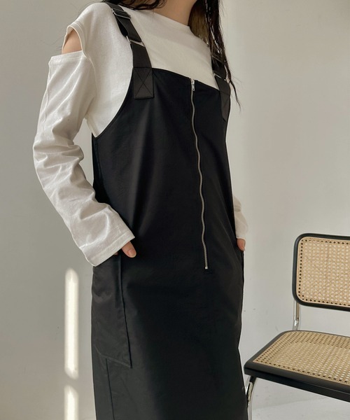 hellam（へラム）の「ミリタリージャンパースカート（ジャンパースカート・レディース・ブラック/カーキ/ホワイト/チャコールグレー・FREE）」の6枚目の写真