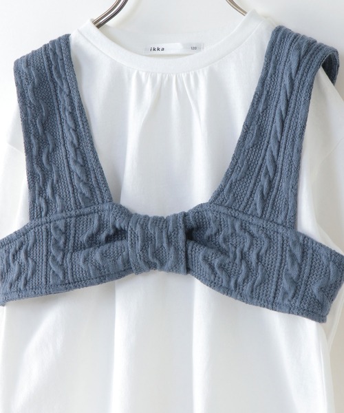 ikka(イッカ)の「2WAYニットソービスチェアンサンブル(120~160cm)(Tシャツ/カットソー・キッズ・ブルー/ベージュ・120/130/140/150/160)」の6枚目の写真