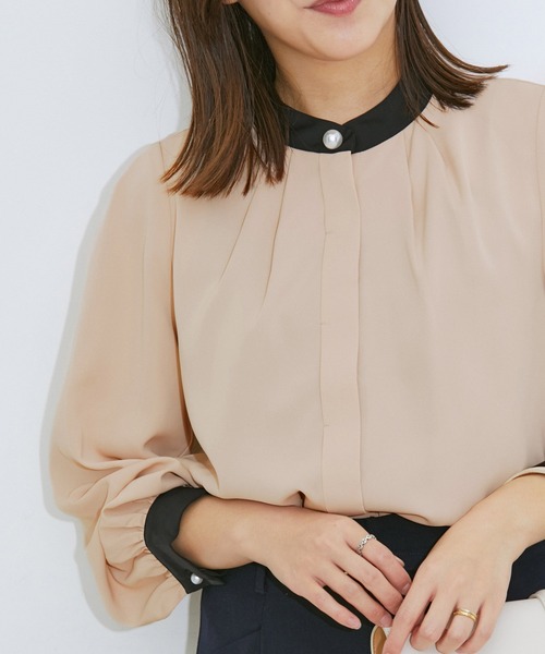 vis-`a-vis（ビサビ）の「【WEB限定】パール釦付きドット＆無地バイカラータックブラウス（シャツ/ブラウス・レディース・ホワイト系その他5/ブラック系その他/サックスブルー/ピンク・FREE）」の20枚目の写真