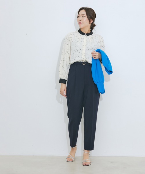 vis-`a-vis（ビサビ）の「【WEB限定】パール釦付きドット＆無地バイカラータックブラウス（シャツ/ブラウス・レディース・ホワイト系その他5/ブラック系その他/サックスブルー/ピンク・FREE）」の21枚目の写真