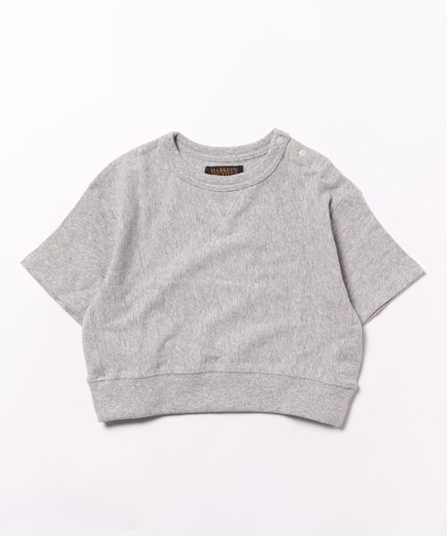 BIG FIELD（ビッグフィールド）の「ハンソデリブツキムジTシャツ(80～150cm)（Tシャツ/カットソー・キッズ・チャコール/キャメル/グリーン/杢グレー/ブルー/オフホワイト・100/110/120/130/140/150/80/90/95）」の3枚目の写真
