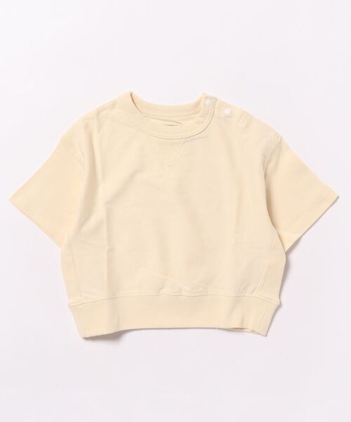 BIG FIELD（ビッグフィールド）の「ハンソデリブツキムジTシャツ(80～150cm)（Tシャツ/カットソー・キッズ・チャコール/キャメル/グリーン/杢グレー/ブルー/オフホワイト・100/110/120/130/140/150/80/90/95）」の2枚目の写真