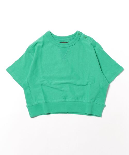 BIG FIELD(ビッグフィールド)の「ハンソデリブツキムジTシャツ(80~150cm)(Tシャツ/カットソー・キッズ・チャコール/キャメル/グリーン/杢グレー/ブルー/オフホワイト・100/110/120/130/140/150/80/90/95)」の1枚目の写真