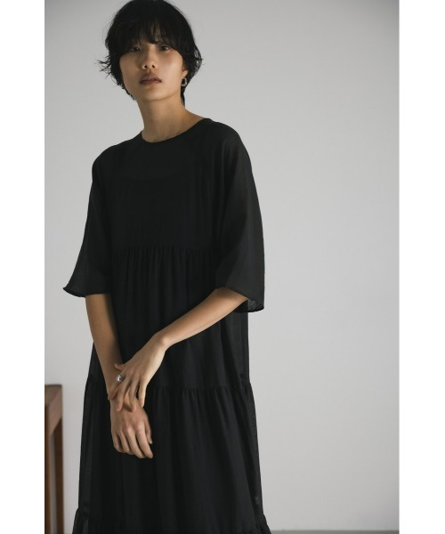 STYLEMIXER（スタイルミキサー）の「ティアードシアーワンピース（ワンピース・レディース・ブルー/ブラック/ベージュ・SMALL/MEDIUM）」の6枚目の写真
