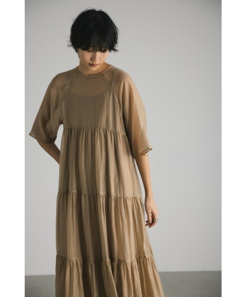 STYLEMIXER（スタイルミキサー）の「ティアードシアーワンピース（ワンピース・レディース・ブルー/ブラック/ベージュ・SMALL/MEDIUM）」の15枚目の写真